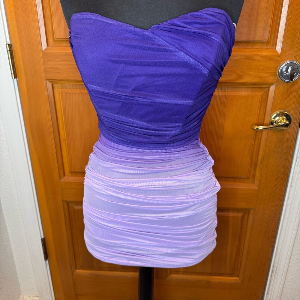 Purple and Lavender Strapless Dress
